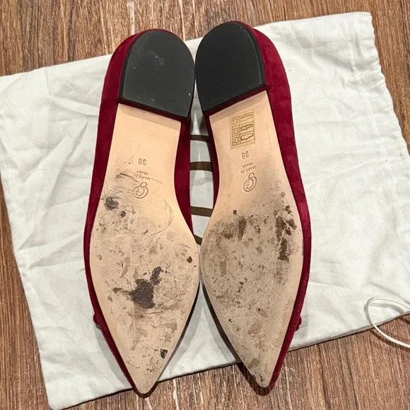 Red Suede Tassel Flats - Picture 5 of 6